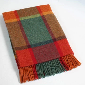 Lambswool Throw Terra Cotta Ochre & Teal Col: 639