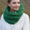 Aran Infinity Scarf Lime Green