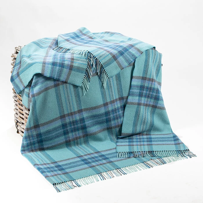 Cashmere Throw Duck Egg, Teal And Purple Col: 1412