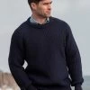 Fisherman Ribbed Crew Navy