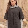 Hooded Tweed Cape - Charcoal