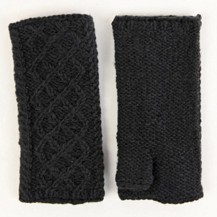 Aran Trellis Handwarmers Charcoal - Image 2