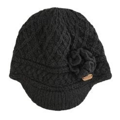 Aran Trellis Peak Hat Charcoal