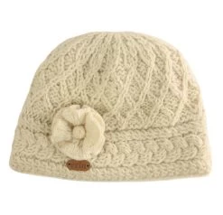Aran Trellis Pullon Hat Natural White