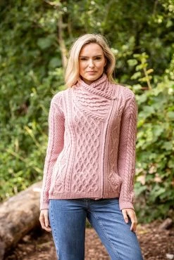 Cable Knit Side Zip Pink