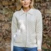 Womens Irish Aran Cardigan With Zip