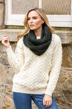 Super Soft Merino Wool Infinity Scarf Army Green