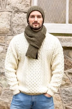 Wool And Cashmere Luxe Ribbed Scarf - Forest Green