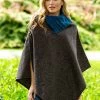 Made In Ireland Tweed Poncho With Collar Grey