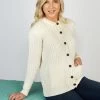 Irish Aran Lumber Cardigan Natural