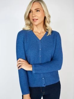 Extra Fine Merino Wool & Cashmere Cardigan Denim