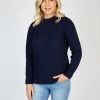 Merino Wool Irish Aran Sweater Deep Water Blue