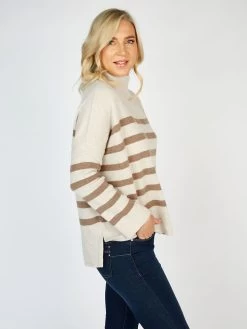 Wool And Cashmere Sweater - Beige Stripe