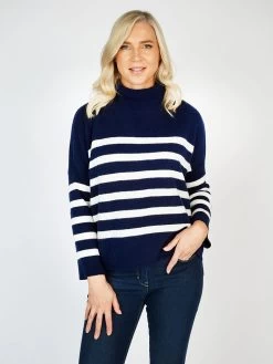 Wool And Cashmere Sweater - Navy Stripe