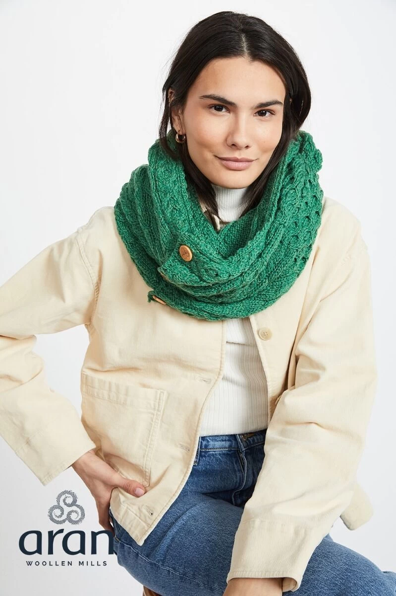 Aran Infinity Scarf Lime Green - Image 2