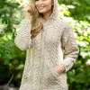 Aran Hooded Coat With Celtic Knot Zipper