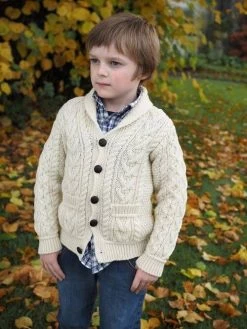 Boys Shawl Neck Cardigan Natural