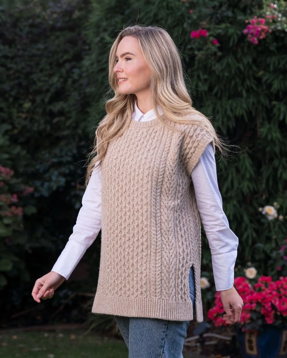 Oversized Aran Sweater Vest - Seashell - Image 2
