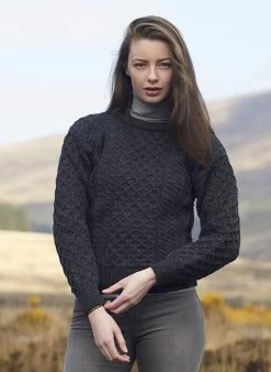 Irish Aran Unisex Sweater Charcoal