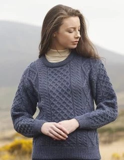 Pure Wool Aran Sweater Denim