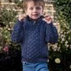 Kids Half Zip Aran Sweater Denim