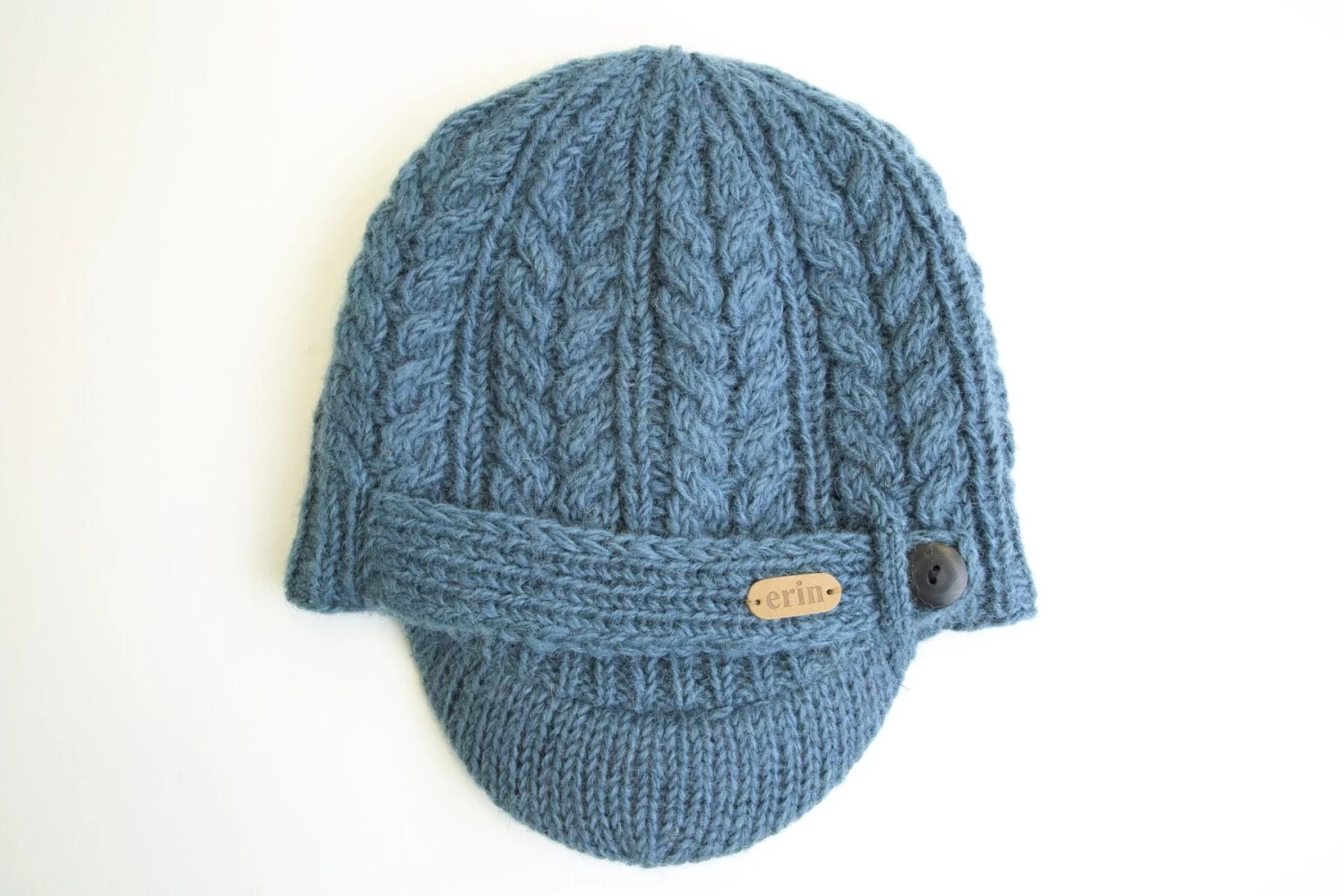 Aran Cable Peak Hat Denim - Image 2