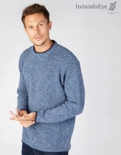 Men's Crew Neck Wool And Cashmere Sweater Blue Ocean
