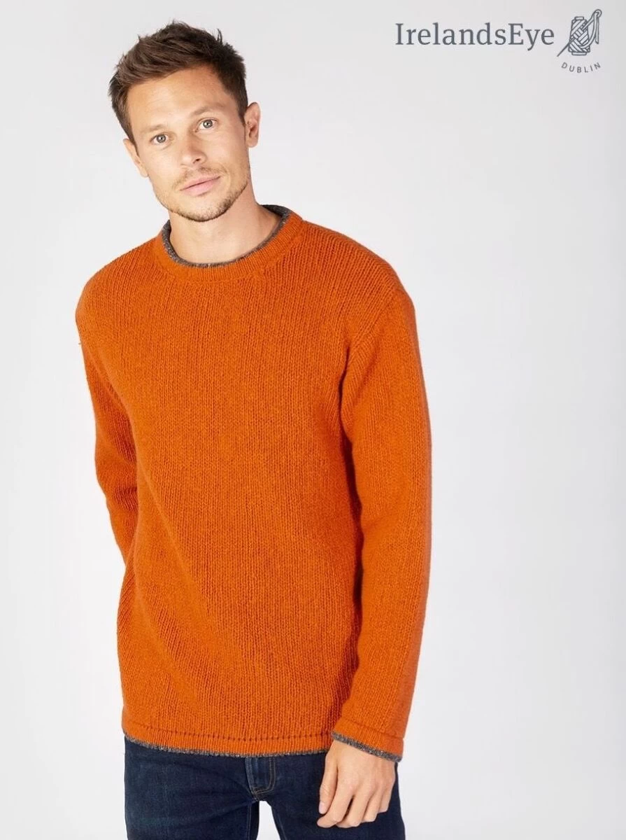 Men's Crew Neck Wool And Cashmere Sweater Terracotta - Image 2