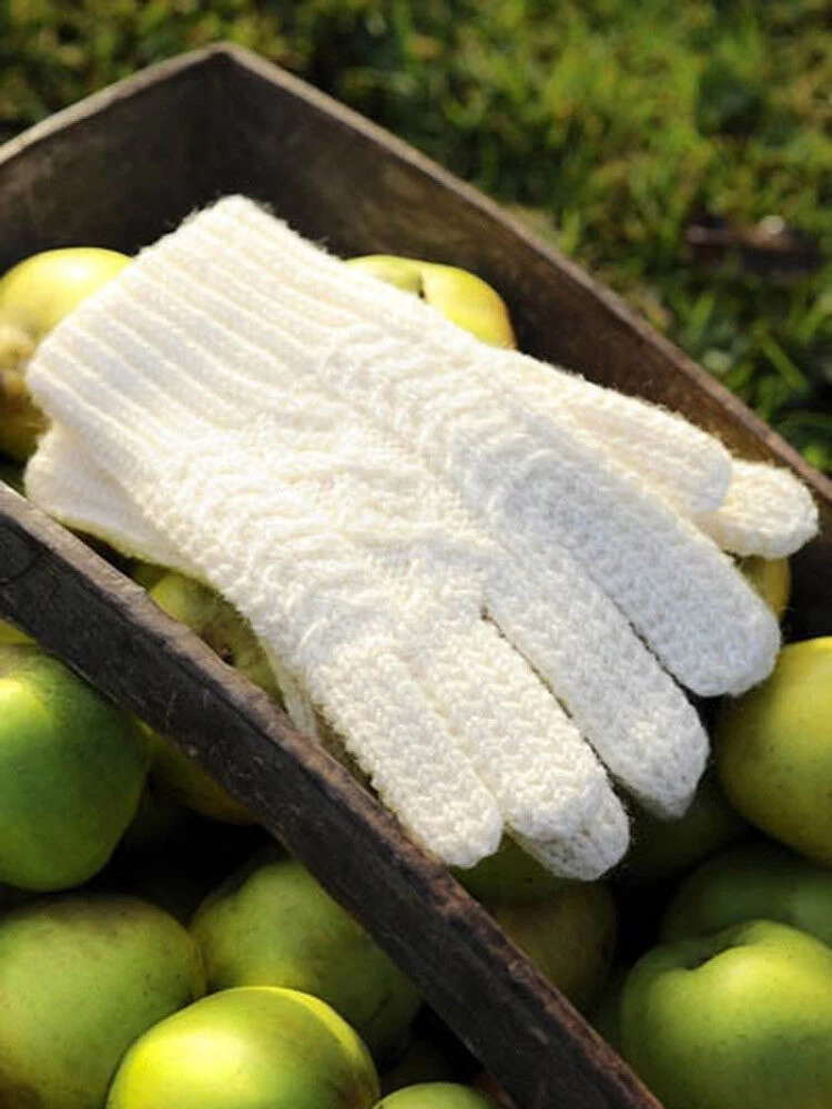 Handknit Aran Wool Gloves Unisex