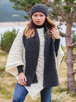 Cable Knit Aran Scarf Charcoal