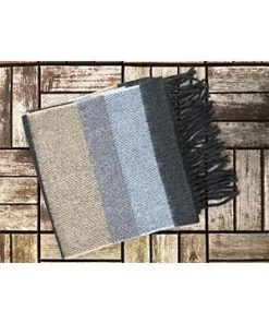 Wool Cashmere Scarf Made In Ireland - Blue/Grey/Beige Mix 8003