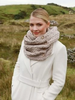 Aran Infinity Scarf Beige