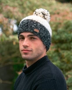 Uneven Wool Bobble Hat Charcoal
