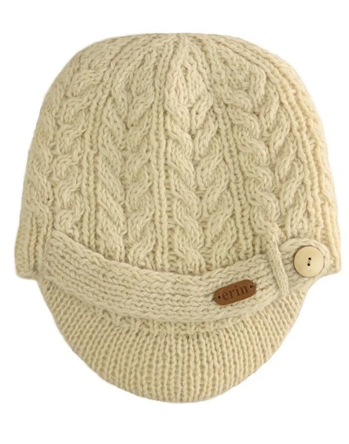 Aran Peak Cable Hat Natural White - Image 2
