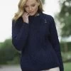 Cable Knit Side Zip Cardigan Navy