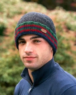 Rib Pullon Turnup Hat Charcoal Green