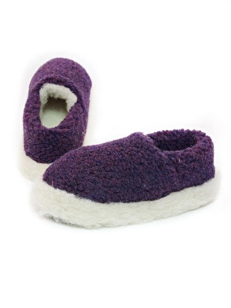 Dark Purple Wool Slippers