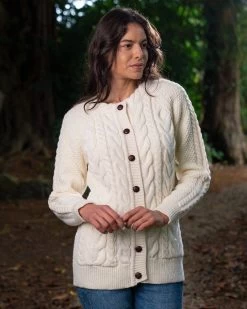 Irish Aran Cardigan Natural