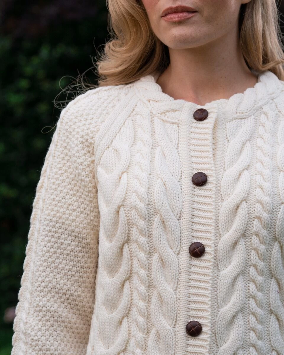 Irish Aran Cardigan Natural - Image 2