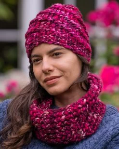Handmade In Ireland - Supersoft Hat With Snood Set - Fuchsia