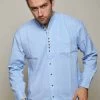Traditional Grandfather Shirt SW1341 Blue White