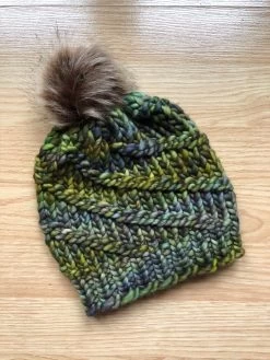 Handmade In Ireland - Supersoft Hat With Pom Pom - Green Mix