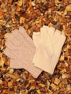 Hand Knit Fingerless Aran Gloves