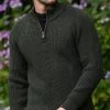 Men's Half Zip Ribbed Sweater Army Green