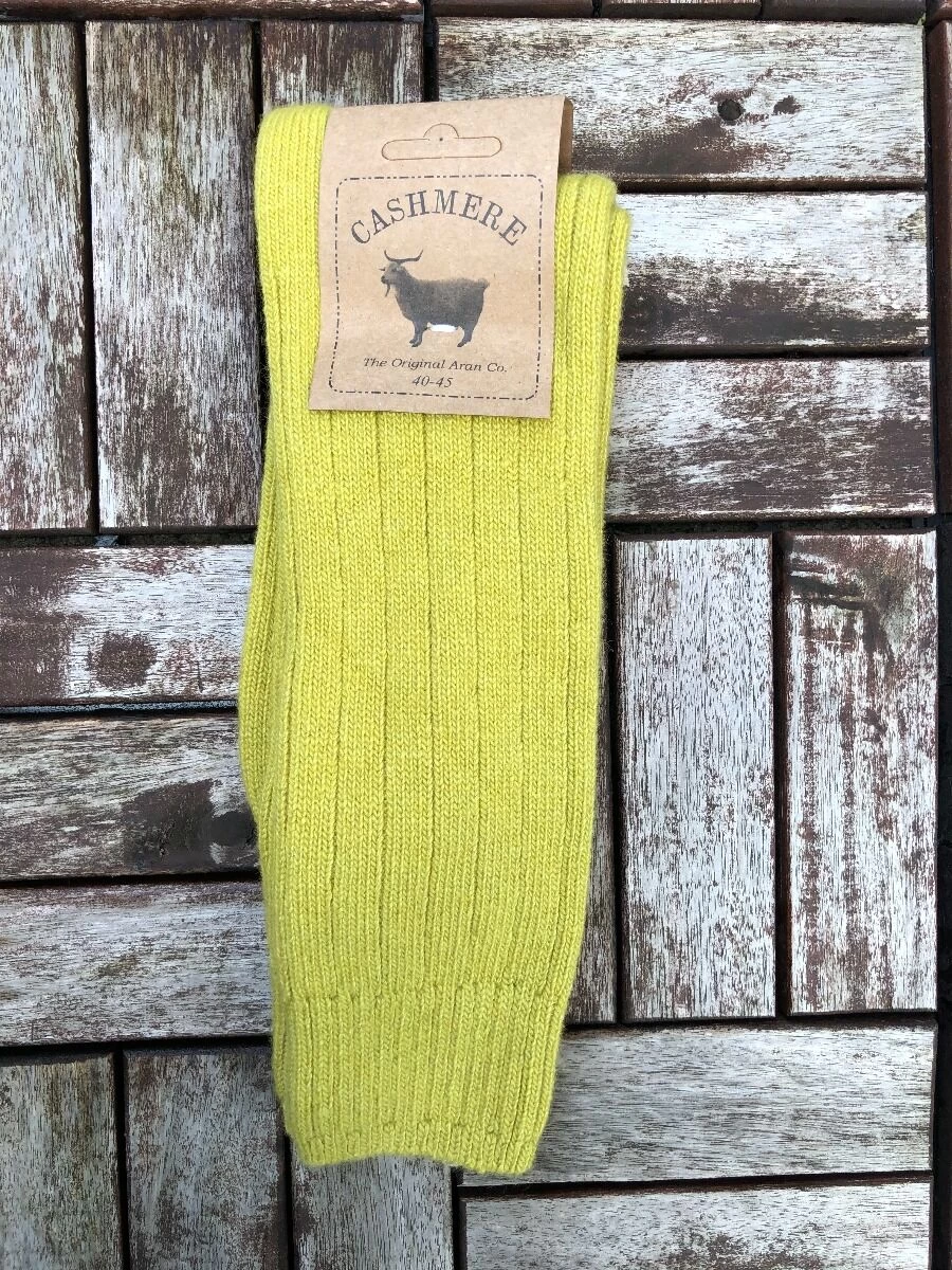 Luxury Mens Cashmere Blend Socks - Lime (Size 40-45)