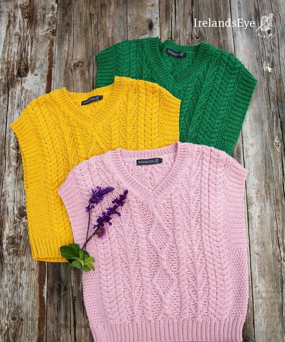 Sweetpea V Neck Aran Vest Pale Pink