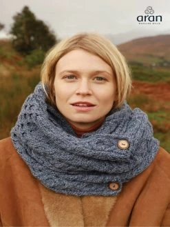 Aran Infinity Snood Denim