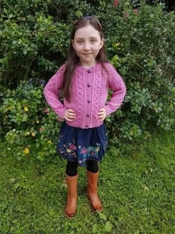 Kids Aran Cardigan Pink