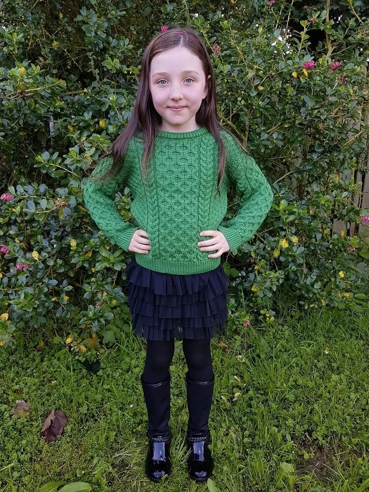 Kids Aran Sweater Green