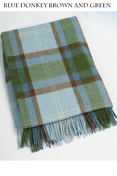 Lambswool Throw Blue Donkey Brown & Green Col: 655